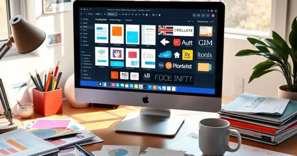 Ordinateur de bureau avec une application de design ouverte