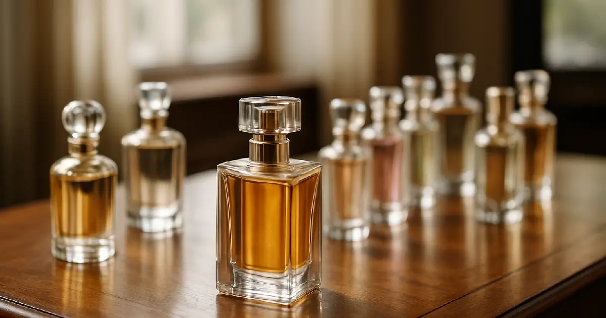 Echantillons de parfum posés sur une table