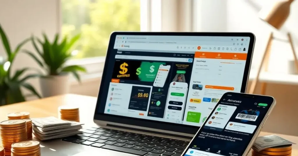 Plusieurs sites internet permettant de faire gagner de l'argent en ligne