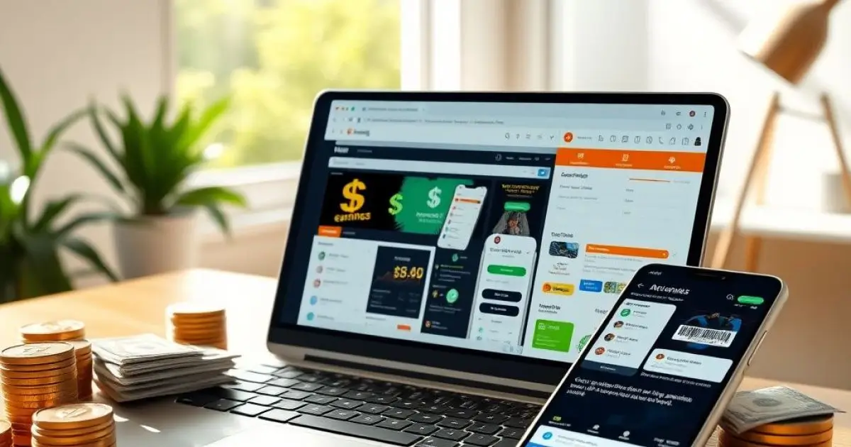Plusieurs sites internet permettant de faire gagner de l'argent en ligne
