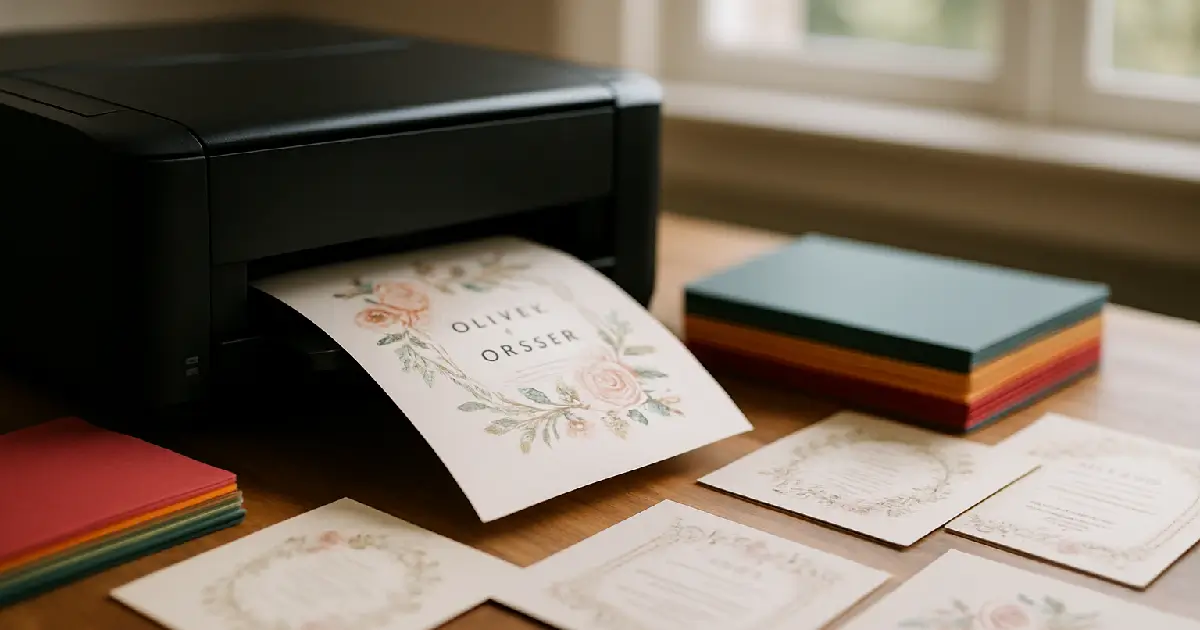 Cartes d'invitation qui sont imprimées dans un bureau