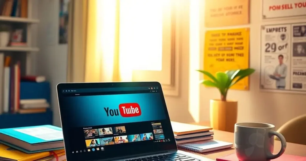 Application YouTube ouverte sur un oridnateur pour aider dans les révisions du bac